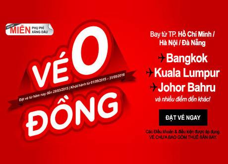 Vé máy bay Air Asia giá 0 đồng!